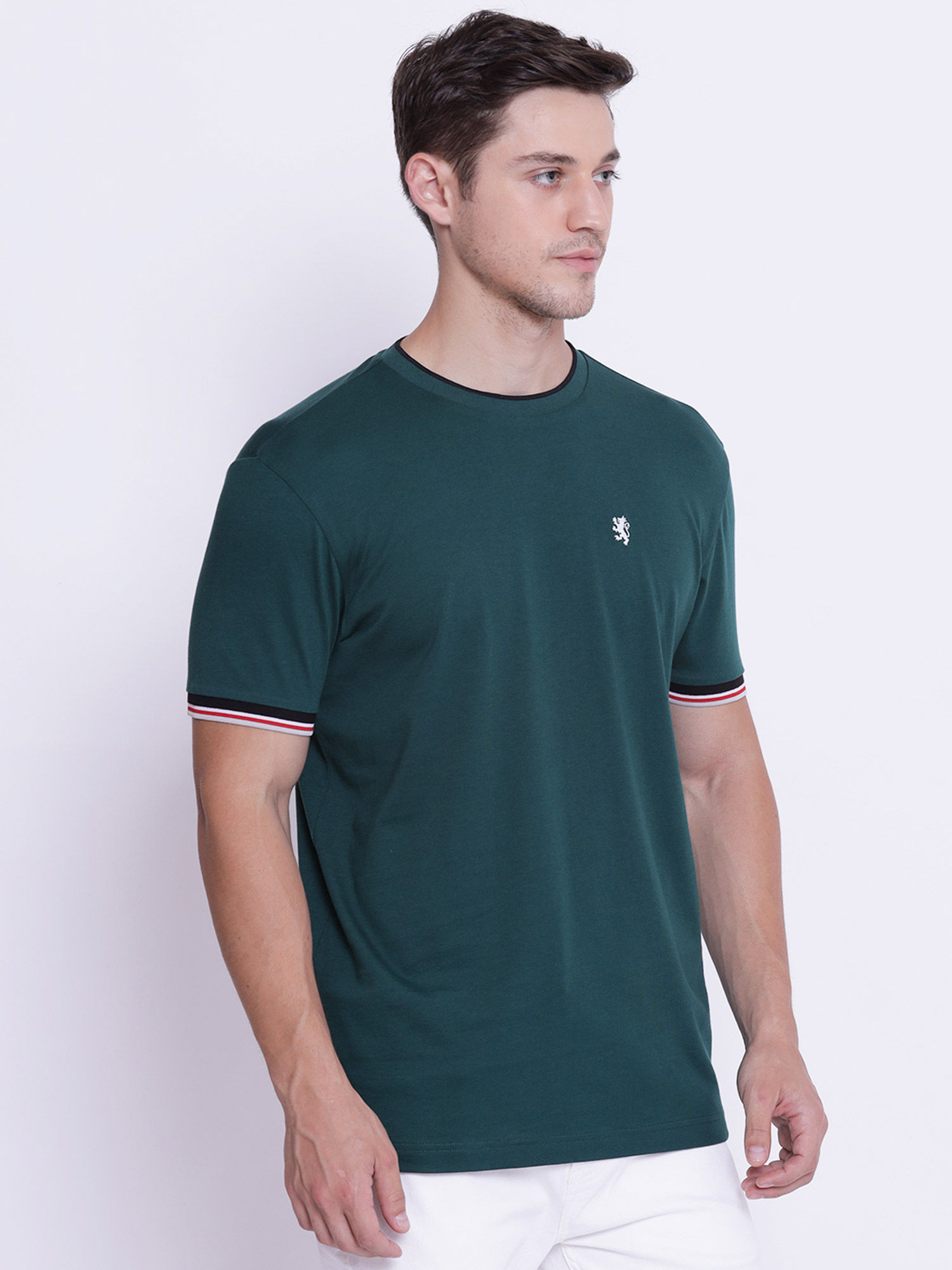 Red Tape Men Green Round Neck T-Shirt 