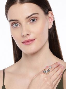 Fabula - Gold Tone Multi-Color Crystal Adjustable Large Cocktail Ring