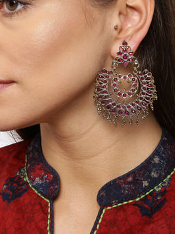 Fida - Purple Beautiful Gold Studded Drop Earrings