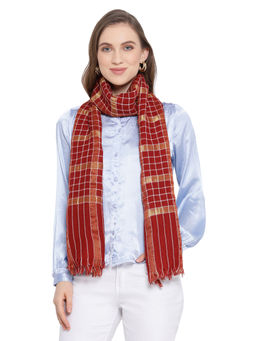 Shingora - Maroon Checked Woven Stole