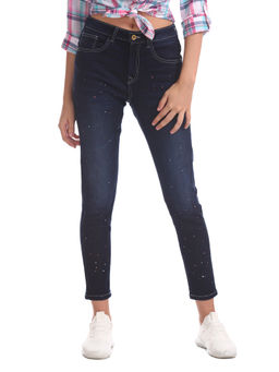 U.S. POLO ASSN. - Navy Blue Super Skinny Fit Paint Splattered Jeans