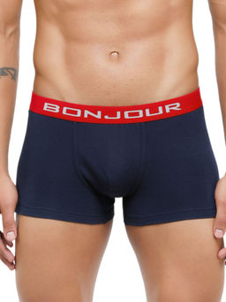 Bonjour - Men Mid-Rise Premia Cotton Trunk With Elasticated Band - Navy
