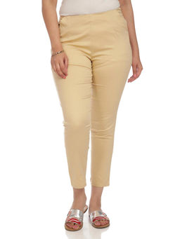 Rangriti - Beige Art Silk Slim Pants