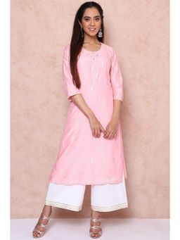 Rangriti - Peach Polyester Straight Kurta