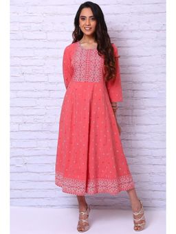 Rangriti - Coral Polyester Kalidar Kurta