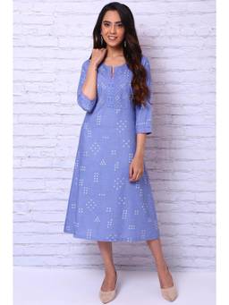 Rangriti - Blue Polyester A Line Kurta