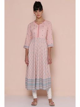 Rangriti - Peach Viscose Rayon Kalidar Kurta