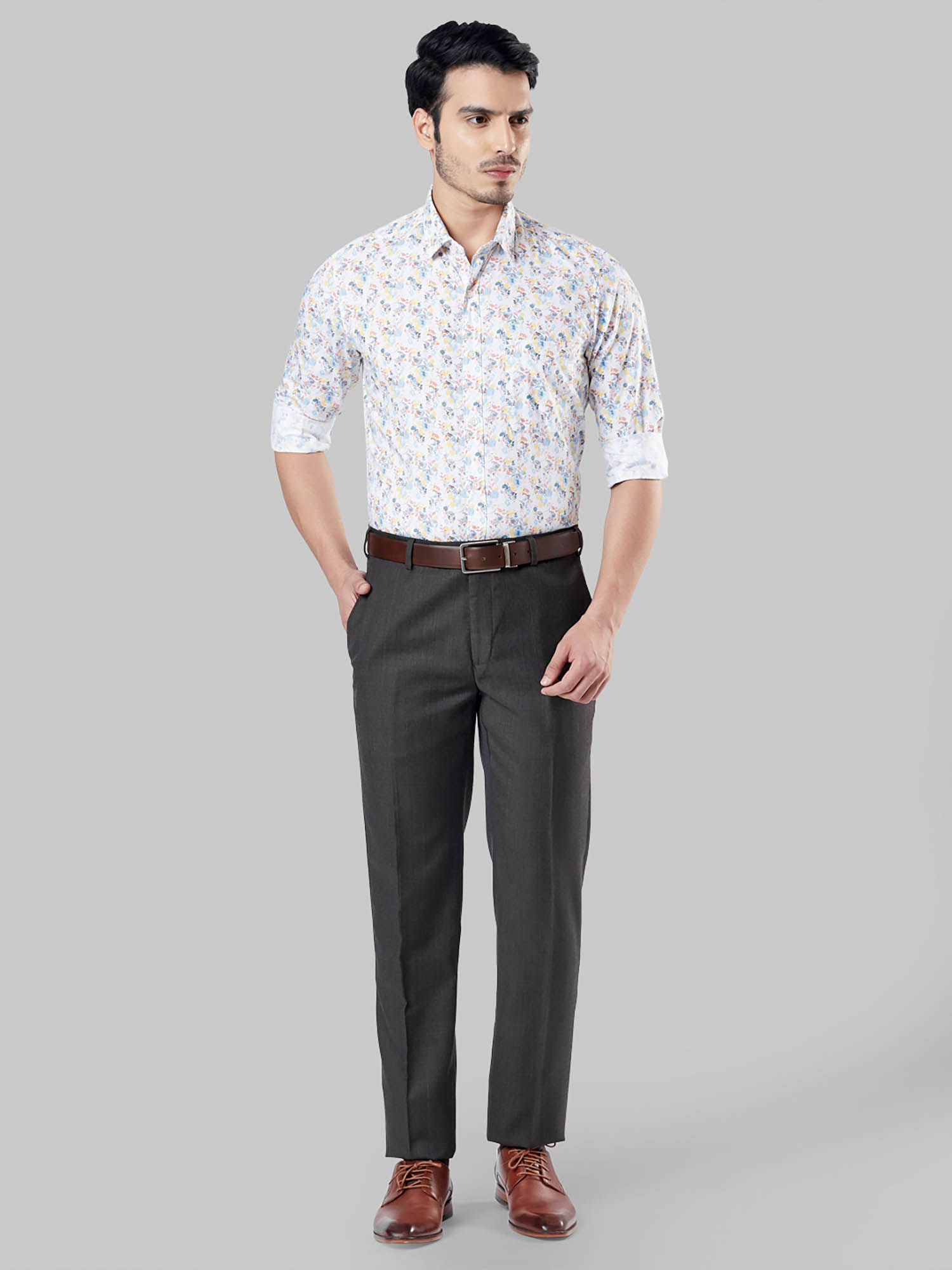 Raymond Grey Textured Formal Trouser 