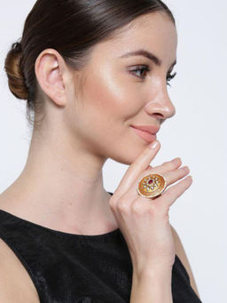 Priyaasi - Hand Painted Kundan Pearl Adjustable Ring