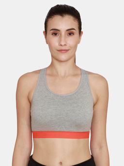 Zivame - Rosaline Sports Bra With Removable Padding - Grey Melange