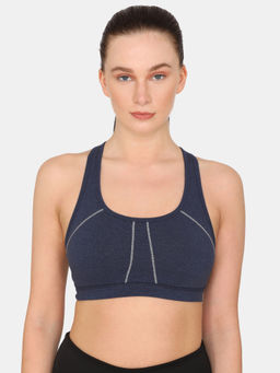 Zivame - Rosaline Sports Bra With Removable Padding - Harbour Blue Melange