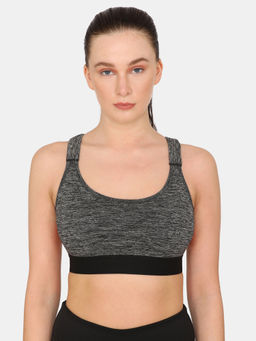 Zivame - Rosaline Sports Bra With Removable Padding Anthracite - Black