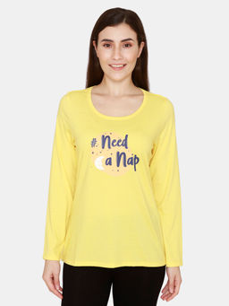 Zivame - Rosaline Spatial Speckle Knit Cotton Top - Goldfinch Yellow