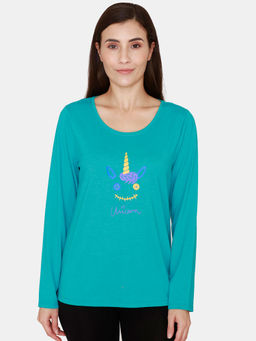 Zivame - Rosaline Just Treats Knit Cotton Top - Baltic