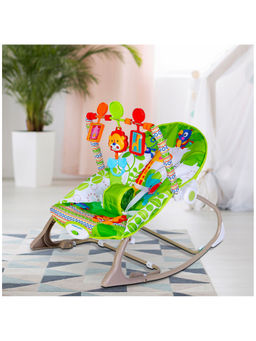 Baby Moo - Newborn To Toddler Portable Rocker With Hanging Toys Jungle Green