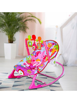 Baby Moo - Infant To Toddler Happy Baby Bouncer With Hanging Toys Pink