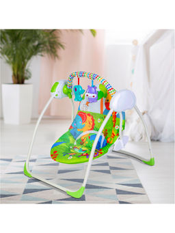 Baby Moo - Bright Stars Foldable Musical Comfortable Swing With Animals Green