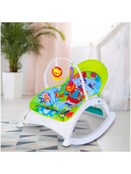 Baby Moo - Newborn To Toddler Portable Bouncer With Hanging Toys Green