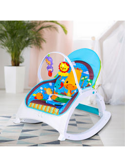Baby Moo - Newborn To Toddler Happy Baby Bouncer With Hanging Toys Blue