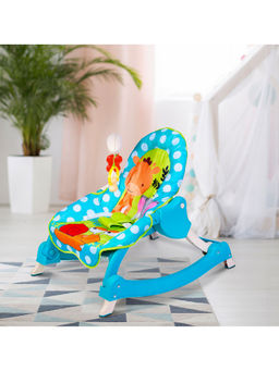 Baby Moo - 3 Adjustable Level Backrest Musical Baby Rocking Chair Blue Polka Dot
