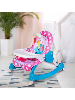 Baby Moo - 2 In 1 Rocker Cum Feeding Chair 20 Kg Polka Dot Pink