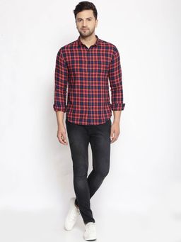 SHOWOFF - Mens Cotton Red Printed Slim Fit Shirt