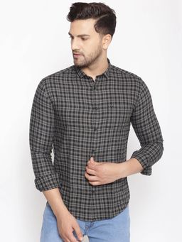SHOWOFF - Mens Cotton Grey Printed Slim Fit Shirt