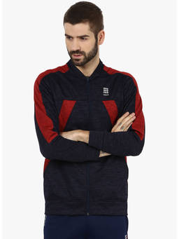 Rock.it - Navy Blue Red Grindle Turtle Neck Slim Fit Sweatshirt