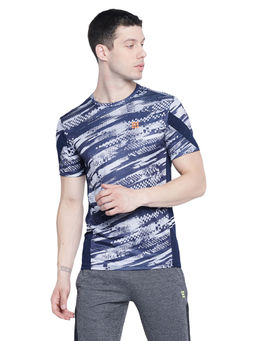 Rock.it - Navy Blue Round Neck Slim Fit T-Shirt