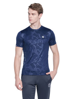 Rock.it - Navy Blue Round Neck Slim Fit T-Shirt
