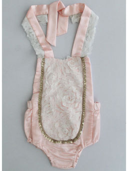 Woonie - Pink Embellished Satin Partywear Romper