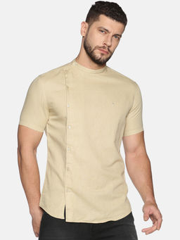 SHOWOFF - Lenin Beige Solid Slim Fit Shirt