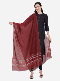 Shingora - Maroon Cotton Silk Woven Design Antimicrobial Coating Dupatta