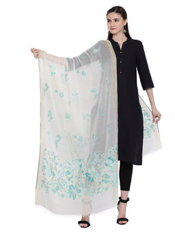 Shingora - Sea Green Floral Mesh Antiviral Coated Dupatta