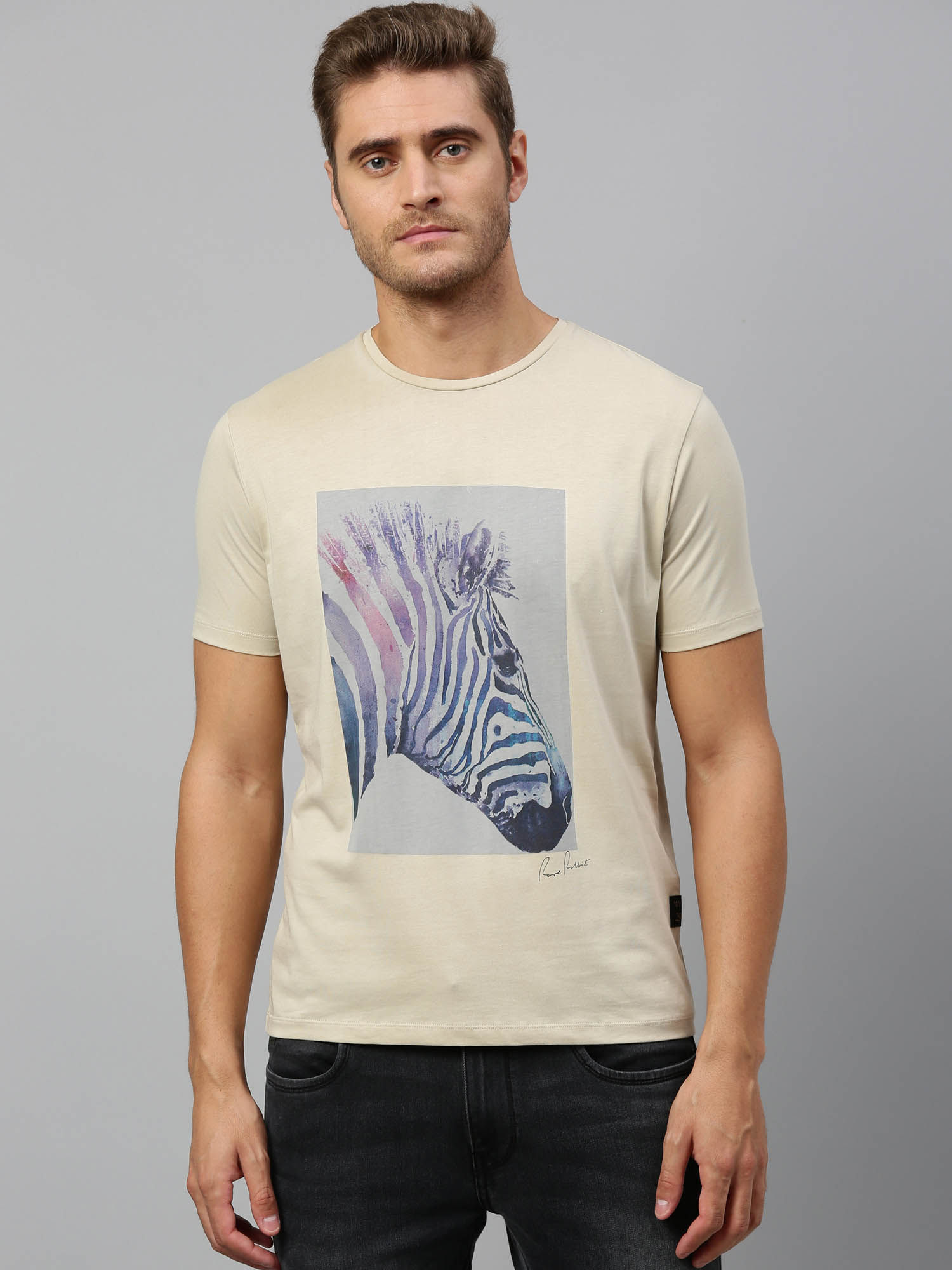 Buy RARE RABBIT Beige Printed T-Shirt 