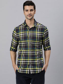 Rare Rabbit - Lima- Flannel Check Slim Fit Mens Shirt - Navy