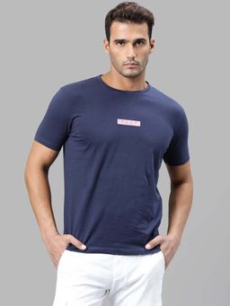 Rare Rabbit - Rubber- Basic Mens T-shirt - Navy Blue