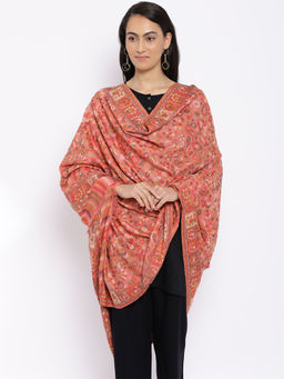 Pashmoda - Pink Woolen Kaani Woven Shawl