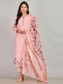 Biba - Light Pink Unstitched Dress Material Suit (Set of 3)