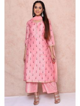 Rangriti - Rangriti Peach Polyester Asymmetric Suit (Pack of 3)