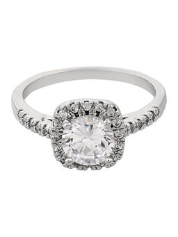 OOMPH - Silver Solitaire S Studded Engagement Ring