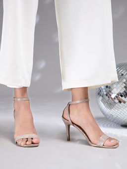 RSVP by Nykaa Fashion - Gold Textured Square Toe Stiletto Heels