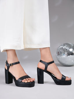 RSVP by Nykaa Fashion - Black Solid Square Toe Block Heels