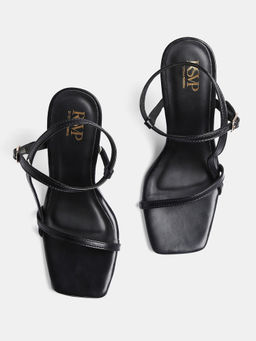 RSVP by Nykaa Fashion - Black Solid Strappy Stiletto Heels