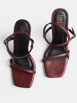 RSVP by Nykaa Fashion - Maroon Solid Strappy Stiletto Heels