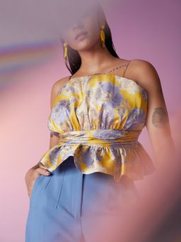 RSVP by Nykaa Fashion - Yellow Floral Print Shoulder Straps Top
