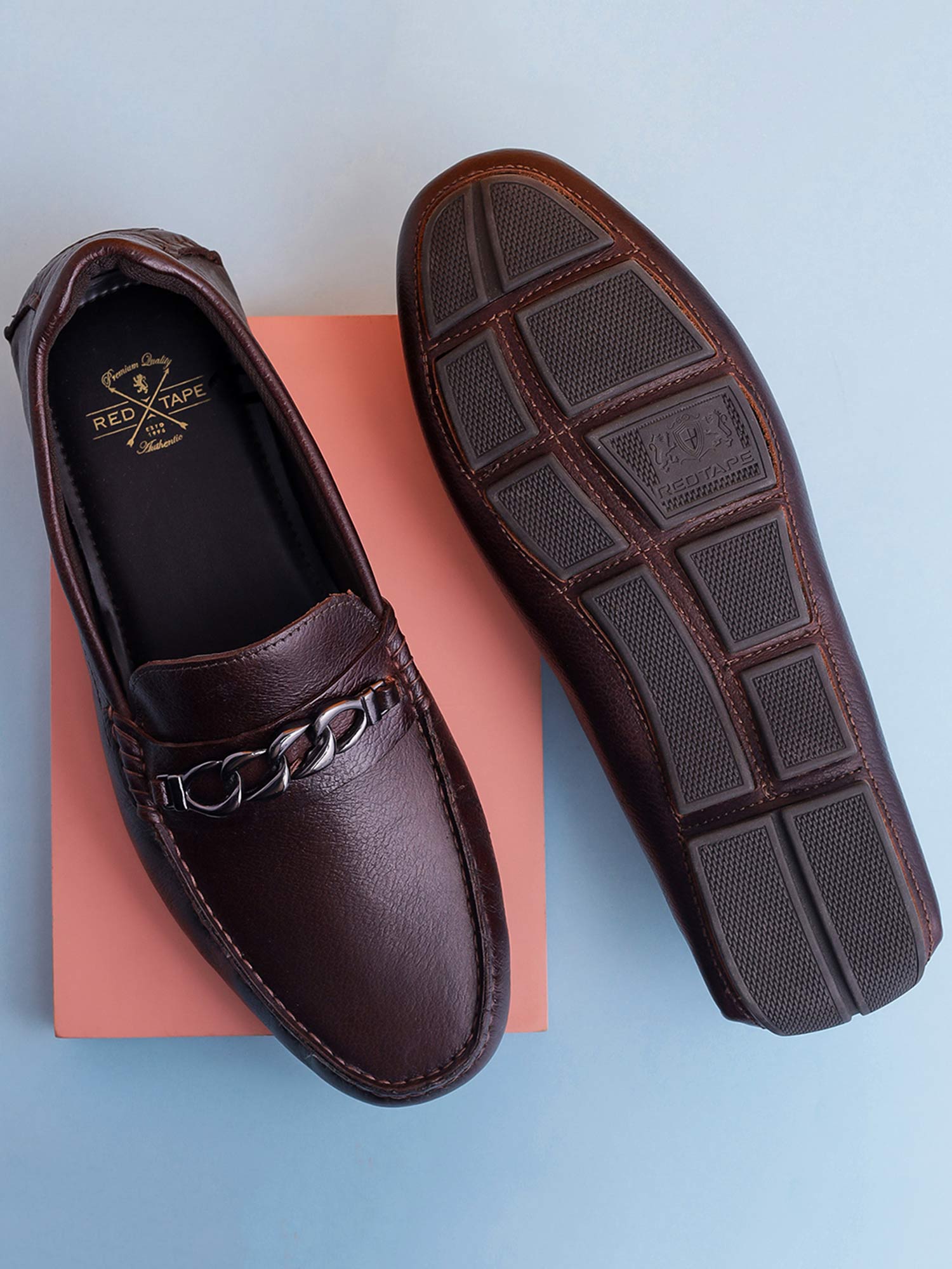 Red Tape Solid Men Brown Driving Shoes 