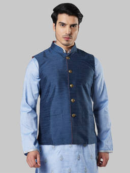 Ethnix By Raymond - Blue Self Design Bundi