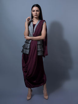 RISHI & VIBHUTI - Solid Burgundy Dresses - Customisable