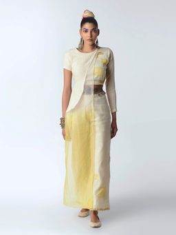 RISHI & VIBHUTI - Cream Yellow Carnation Pant Set - Customisable